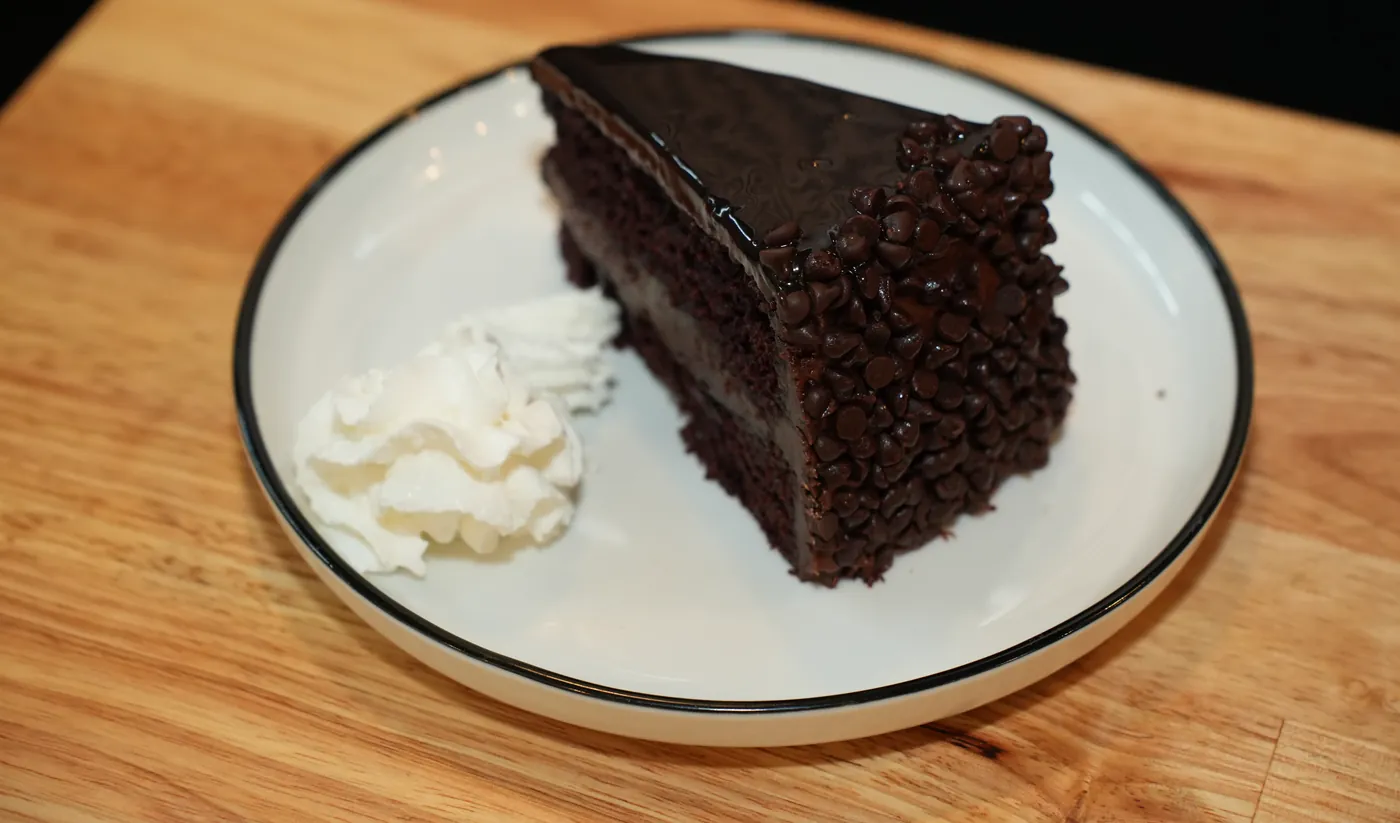 Chocolate cake with fudge frosting and ganache