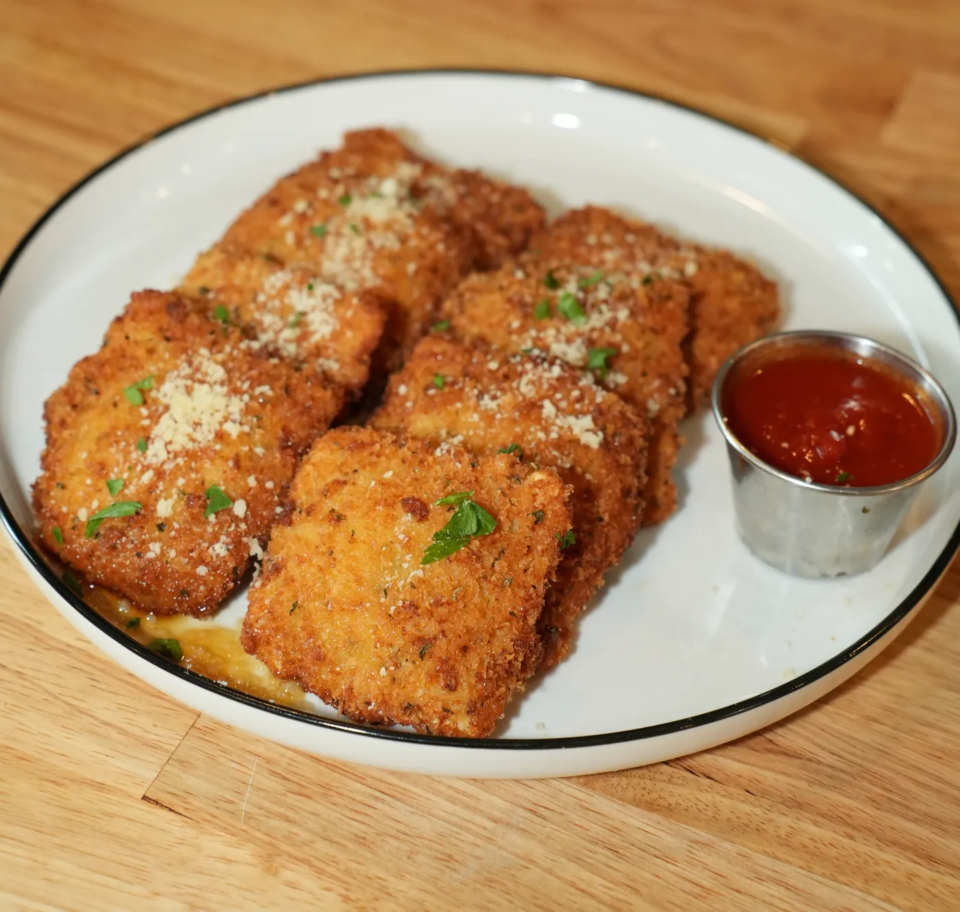 Toasted ravioli with parmesan and marinara