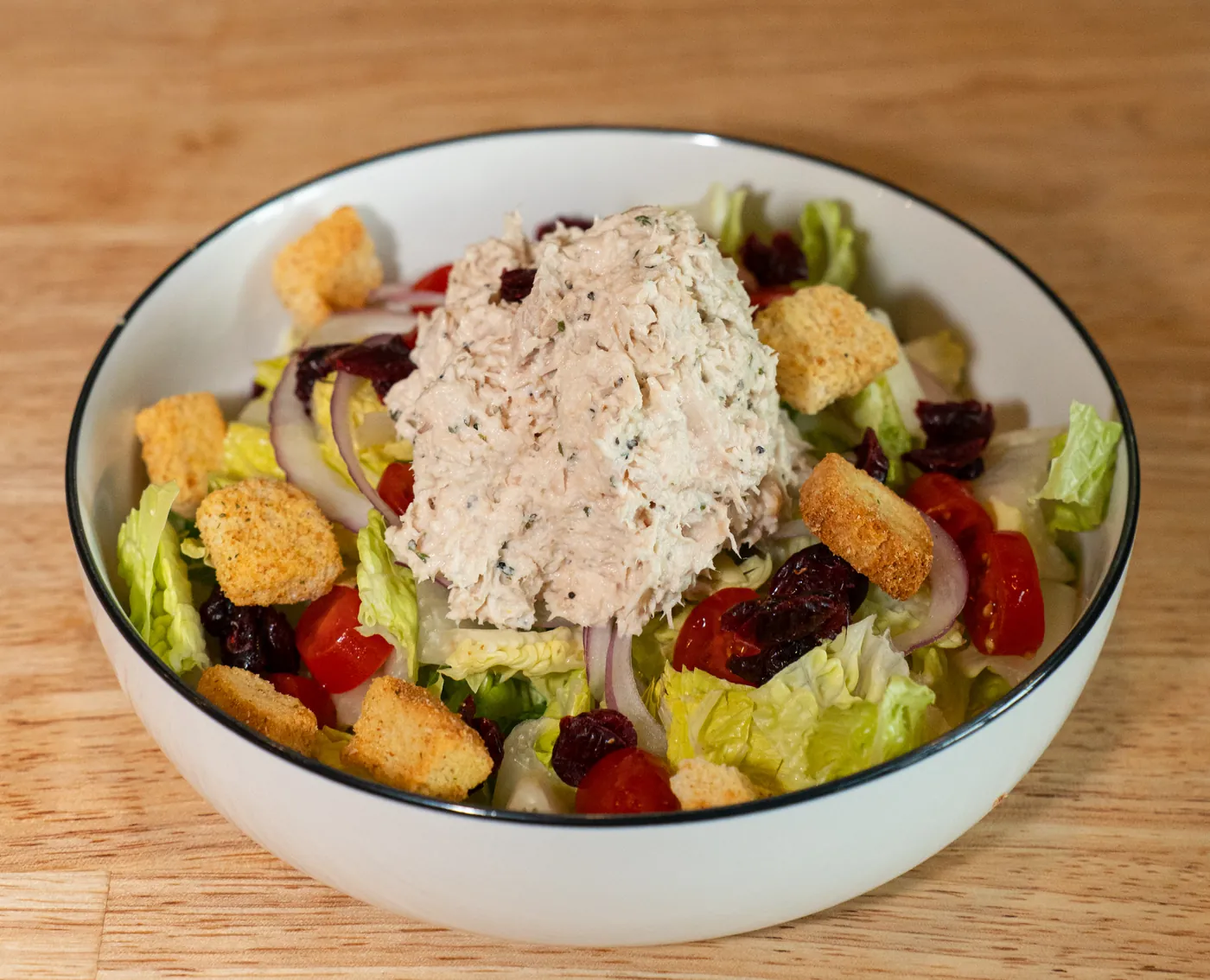 Tuna salad with craisins and croutons